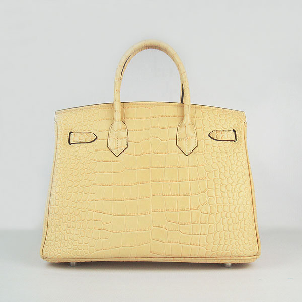 Replica Hermes Birkin 30CM Crocodile Veins Bag Yellow 6088 On Sale